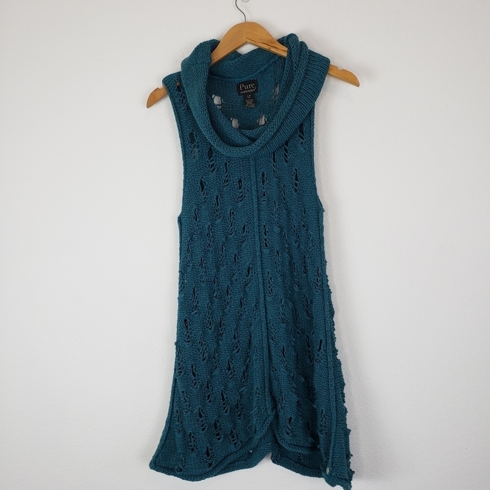 Pure Handknit knit tunic cowl neck sweater - Picture 2 of 8